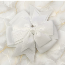 White Pin Wheel Bow Clip