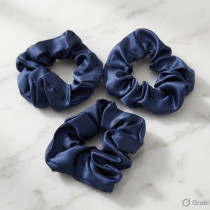 Navy Blue School Scrunchie - 3 Pack