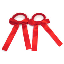 Red Satin Pony Bows - Pack of 2 