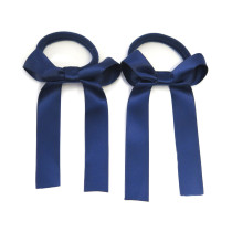 Navy Blue Satin Pony Bows - Pack of 2 
