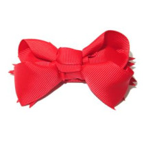 Spiky Bow Clip Red