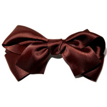 Large Satin Bow Clip Brown